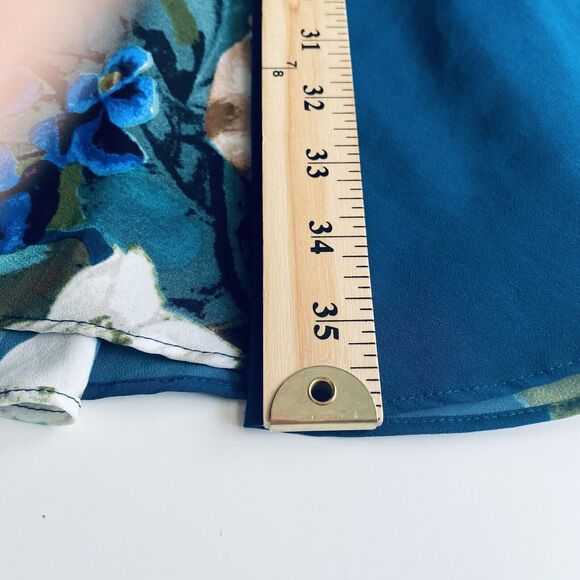 Anthropologie Corey Lynn Calter Dress 6 Green Blue Floral Short Sleeve Preppy - Picture 5 of 7